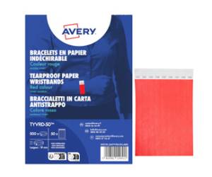 Braccialetti identificativi in Tyvek rosso fluo 265 x 19 mm 50 fogli 10 etichette per foglio - 30498