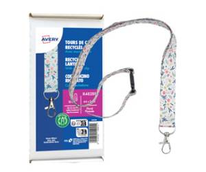 Cordoncino per portabadge in Rpet fantasia floreale 440 x 20 mm - 30496