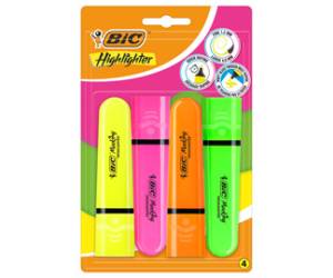 Evidenziatore Flat punta a scalpello tratto da 1,2mm 4,6 mm astuccio 4 pezzi colori assortiti fluo - 1484