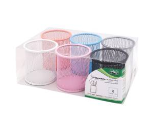 Bicchieri portapenne - rete metallica colorata - 8,5 x 10 cm - conf. 6 pezzi - Lebez - 1226 - 8007509037010 - DMwebShop