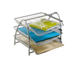 Vaschetta portacorrispondenza Mesh - 3 ripiani - 34 x 29 x 24,5 cm - rete metallica - argento - Alba - MESHTRAY3/M - 8012212923857 - DMwebShop