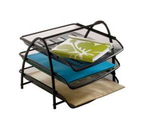 Vaschetta portacorrispondenza Mesh 3 ripiani 34 x 29 x 24,5 cm rete metallica nero - MESHTRAY3/N - 3129710009022 - DMwebShop