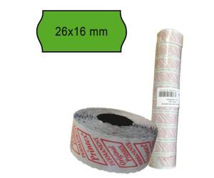 Rotolo da 1000 etichette a onda - 26 x 16 mm - adesivo permanente - verde - pack 10 rotoli - Printex - 2616sfp7ve - 8034049917434 - DMwebShop