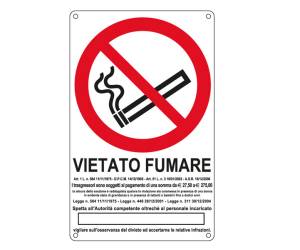 Cartello segnalatore - 27 x 43 cm - VIETATO FUMARE - alluminio - Cartelli Segnalatori - E630105X - 8601726630100 - DMwebShop