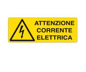 Cartello segnalatore - 35 x 12,5 cm - ATTENZIONE CORRENTE ELETTRICA - alluminio - Cartelli Segnalatori - E1743K - 8769071743620 - DMwebShop