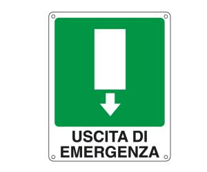 Cartello segnalatore - 25 x 31 cm - USCITA DI EMERGENZA - alluminio - Cartelli Segnalatori - 20107X - 8769092010756 - DMwebShop