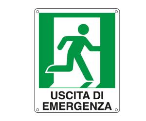 Cartello segnalatore - 25 x 31 cm - USCITA DI EMERGENZA (destra) - alluminio - Cartelli Segnalatori - E20106X - 8769112010636 - DMwebShop