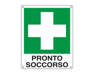 Cartello segnalatore - 12 x 14,5 cm - PRONTO SOCCORSO - alluminio - Cartelli Segnalatori - E20101K - 8769132010135 - DMwebShop