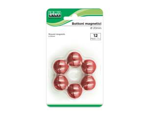 Bottoni magnetici diametro 2 cm rosso blister 12 pezzi - 9533