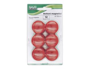 Bottoni magnetici diametro 3 cm rosso blister 12 pezzi - 9542