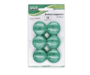 Bottoni magnetici diametro 3 cm verde blister 12 pezzi Lebez MR 30 V - 9539