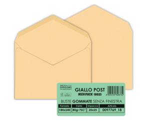 Busta giallo Postale gommata 18 x 24 cm 80 gr carta riciclata FSC giallo - 9346