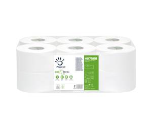Carta igienica Mini Jumbo Bio Tech 2 veli 16,5 gr diametro 19,5 cm 9,5 cm x 150 mt pacco 12 pezzi Papernet 407568 - 9242