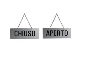 Cartello con catenella APERTO CHIUSO 17,5 x 6,5 cm - 9599