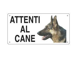 Cartello segnalatore 25 x 12,5 cm ATTENTI AL CANE alluminio - 10281