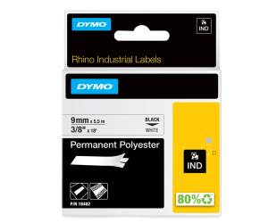 Nastro Rhino 18482,9 mm x 5,5 mt poliestere permanente nero bianco - 10890