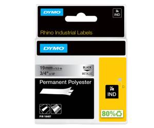 Nastro Rhino 18487,19 mm x 5,5 mt poliestere permanente nero metallo - 10883