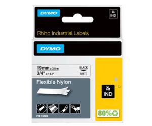 Nastro Rhino 19 mm x 3,5 mt nylon flessibile nero bianco - 10888