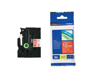 Nastro bianco rosso TZE435,12 mm x 8mt - 10806