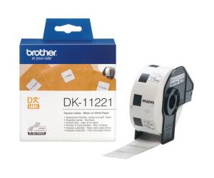 Rotolo 1000 Etichette quadrate 23 x 23 mm nero bianco DK - 11221,10779