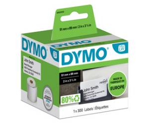 Rotolo 300 etichette LW 51 x 89 mm carta non adesiva per badge bianco - 10904