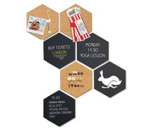 Set Wall Hexagon lavagne nere e bacheche in sughero esagonali - 9420