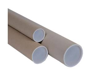 Tubo con doppio tappo trasparente diametro 6 cm H 70 cm cartone avana No Brand - 10067