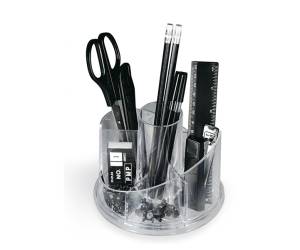 Desk set girevole portatutto - plexiglass - 13 x 16 x 12 cm - accessori inclusi - trasparente - Lebez - 5475. - 8002787054759 - DMwebShop