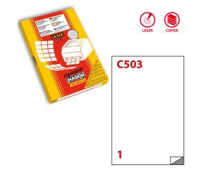 Etichetta in poliestere C503 - 210 x 297 mm - 1 etic. Per foglio - trasparente lucido - conf. 50 fogli A4 - Markin - X220LTGC503 - 8007047031648 - DMwebShop