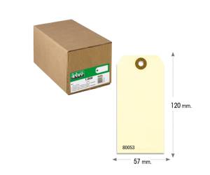 Etichette per spedizioni - in cartoncino - con foro - 120 x 57 mm - avana - conf. 1000 pezzi - Lebez - 80053 - 8007509057308 - DMwebShop