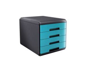 Cassettiera Mydesk 29,5 x 38,5 x 28,2 cm 4 cassetti da 4,5 cm grigio turchese - 12445