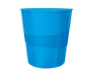 Cestino gettacarte WOW altezza 32,4 cm diametro 29 cm 15 lt blu metallizzato Leitz 52781036 - 12048