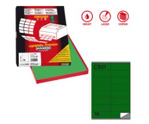 Etichette adesive C 501 in carta permanenti 105 x 36 mm 100 fogli verde - 12634