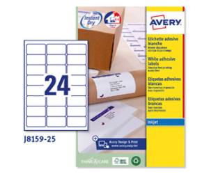 Etichette adesive J8159 in carta angoli arrotondati inkjet permanenti bianco - 12623