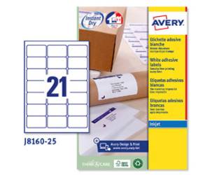 Etichette adesive J8160 in carta angoli arrotondati inkjet permanenti bianco 63,5 x 38,1 mm 25 fogli - 12619