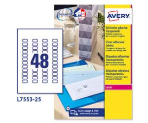 Etichette adesive L7553 in poliestere laser permanenti 22 x 12,7 mm 25 fogli trasparente - 12626