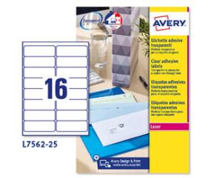 Etichette adesive L7562 in poliestere laser permanenti 99,1 x 34 mm 25 fogli trasparente - 12630