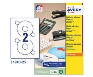 Etichette adesive tonde L6043 in carta laser permanenti diametro CD 117 mm 25 fogli - 12553