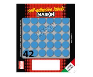 Etichette adesive tonde in carta permanenti diametro 18 mm 10 fogli blu - 12643