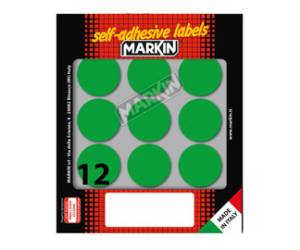 Etichette adesive tonde in carta permanenti diametro 34 mm 10 fogli verde - 12642