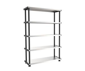 Scaffale 5 ripiani 119 x 45 x 185 cm PPL metallo grigio nero - 13095
