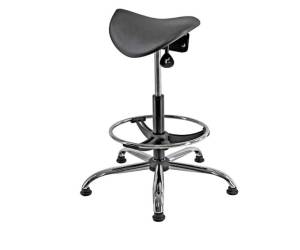 Sedia tecnica a sella E19W con poggiapiedi telescopico piedini in gomma - 11567