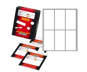 Etichetta adesiva permanente rettangolare - 73 x 37 mm - 6 etich. per foglio - 10 fogli per busta - bianco - conf. 25 pezzi - Markin - 10048 - 8007047037824 - DMwebShop