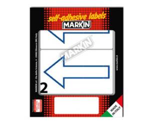 Etichette adesive simbolo freccia blu - alto - in carta - permanenti - 115 x 70 mm - 2 etic. per foglio - 10 fogli - bianco - Markin - 10059 - 8007047038487 - DMwebShop