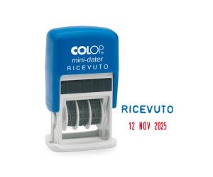 Timbro Mini Dater S160/L1 Datario + Ricevuto - 4 mm - autoinchiostrante - Colop - S160/L2 - 9004362305385 - DMwebShop