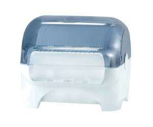 Dispenser carenato da banco Wiperbox per bobine asciugatutto - 34 x 31,5 x 36 cm - bianco-azzurro trasparente - Mar Plast - A77710 - 8020090025006 - DMwebShop