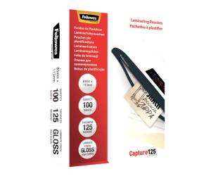 Pouches Capture125 - 83 x 113 mm - 2 x 125 micron - scatola 100 pezzi - Fellowes - 5307101 - 77511530715 - DMwebShop