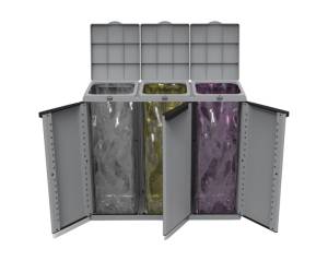 Contenitore EcoCab 3 per raccolta differenziata - 102 x 39 x 88,7 cm - 3 portasacco da 110 lt - ciascuno - Terry - 1003056 - 8005646030567 - DMwebShop