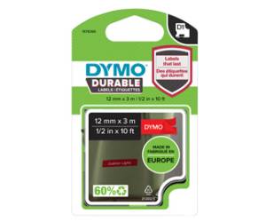 Nastro D1 Durable - 12 mm x 3 mt - bianco-rosso - Dymo - 1978366 - 3501179783666 - DMwebShop