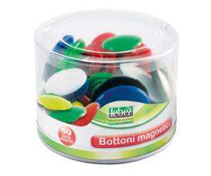 Bottoni magnetici tondi misure e colori assortiti barattolo da 60 pezzi - 13634